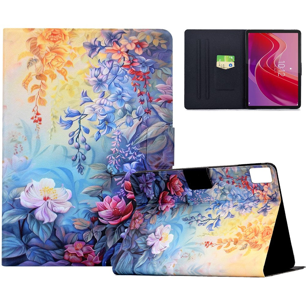 For Lenovo Tab M11  /  Xiaoxin Pad 11 2024 Case Colorful Pattern Painting Card Slots Stand Leather Tablet Cover with Auto Sleep  /  Wake