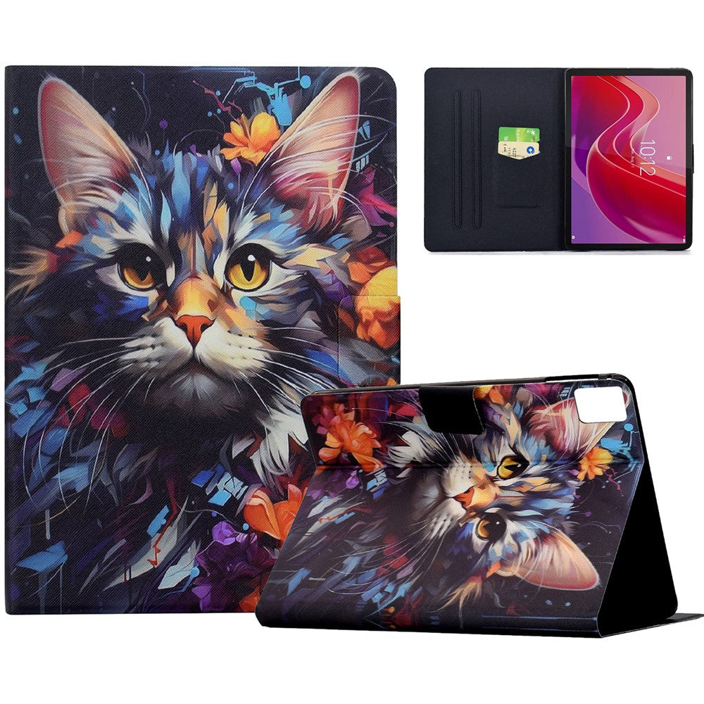 For Lenovo Tab M11  /  Xiaoxin Pad 11 2024 Case Colorful Pattern Painting Card Slots Stand Leather Tablet Cover with Auto Sleep  /  Wake