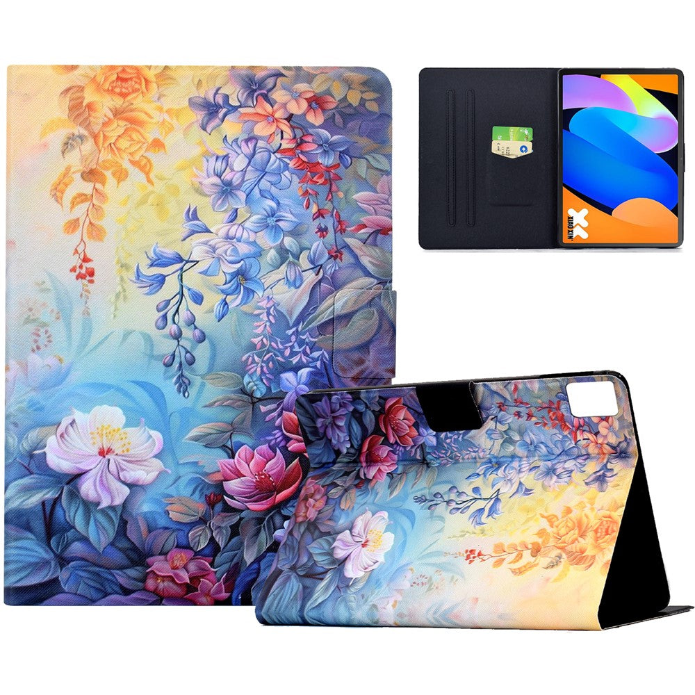 Lenovo Tab K11 Gen 2 / Idea Tab / Xiaoxin Pad 11 2025 fodral färgglatt mönster målat korthållare stativ läder surfplatta med automatisk viloläge/väckning