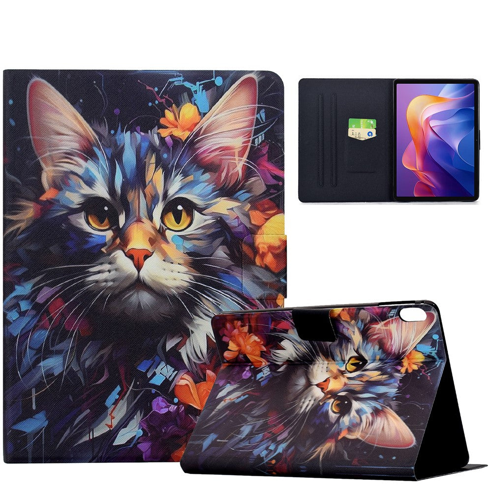 For Xiaomi Redmi Pad 2 11 Case Colorful Pattern Painting Card Slots Stand Leather Tablet Cover with Auto Sleep / Wake