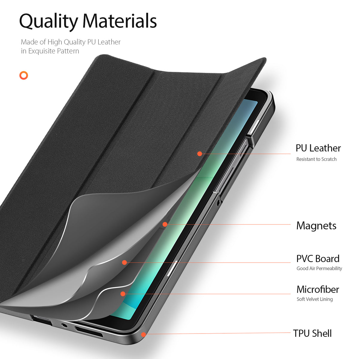 DUX DUCIS For Samsung Galaxy Tab A9 / Galaxy Tab A11 Case  Domo Series Tri-fold Stand PU Leather Tablet Cover