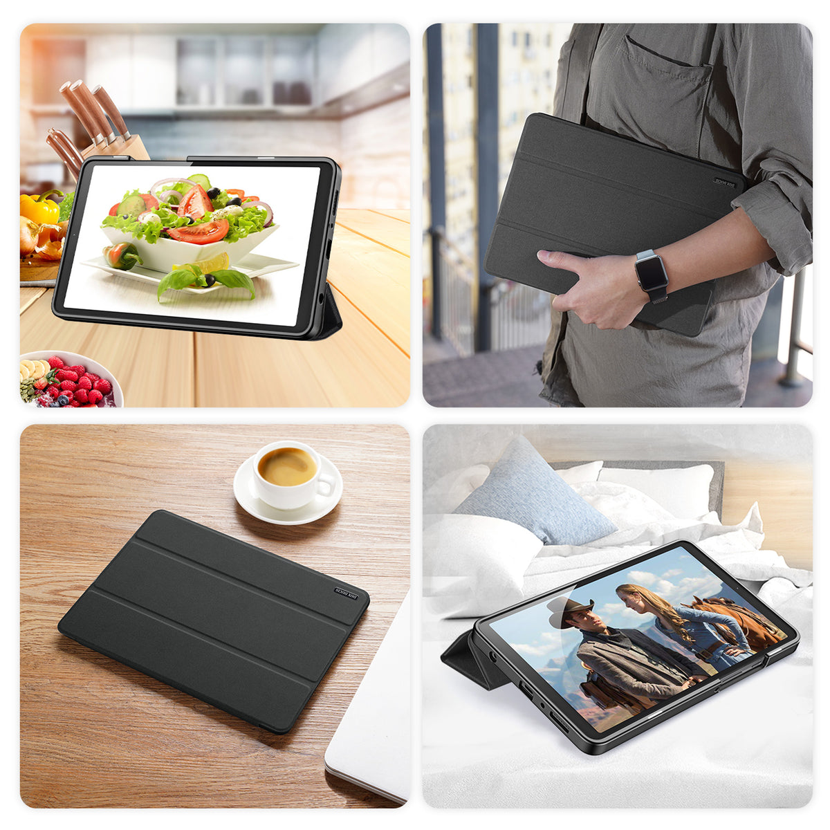 DUX DUCIS For Samsung Galaxy Tab A9 / Galaxy Tab A11 Case  Domo Series Tri-fold Stand PU Leather Tablet Cover