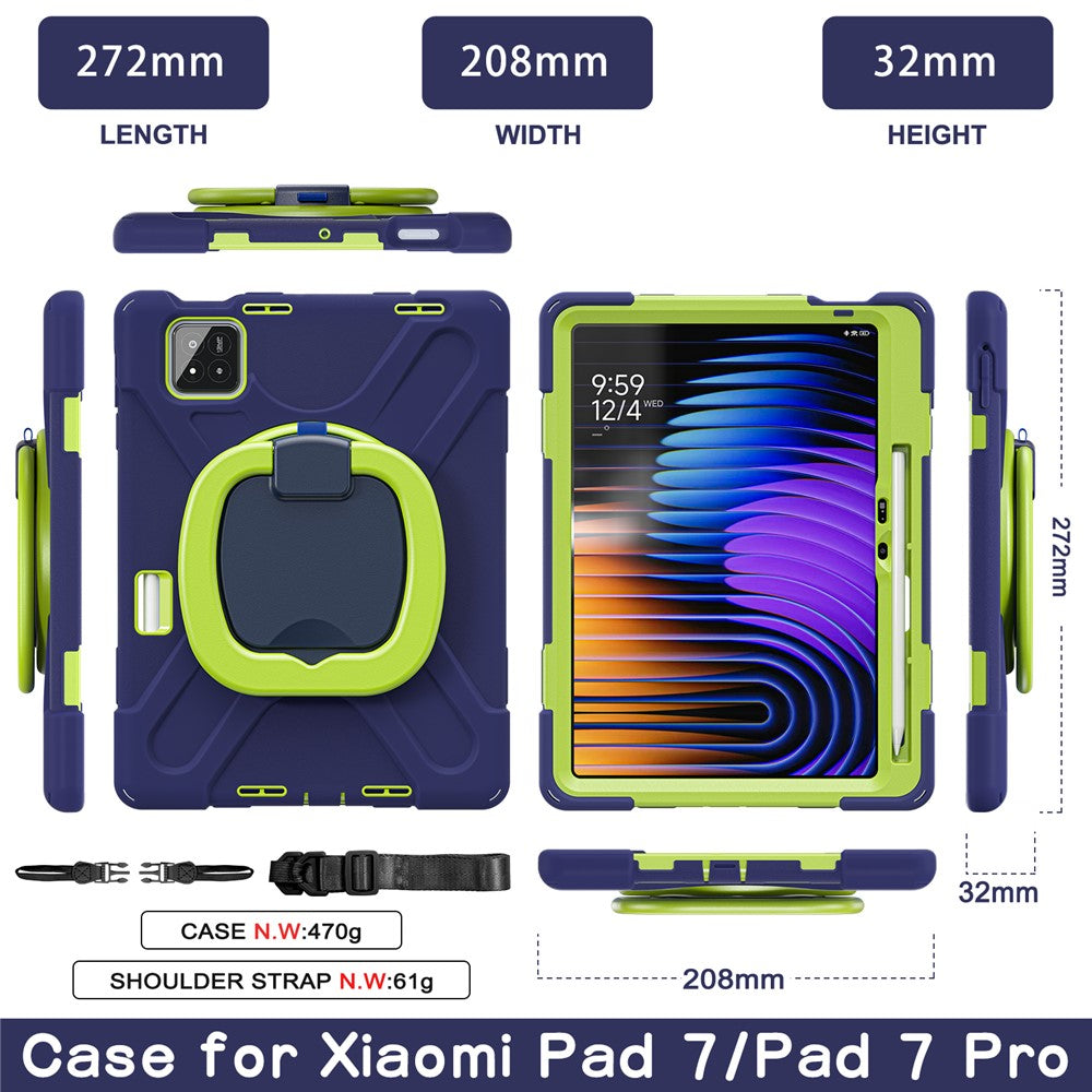 Tablet Case for Xiaomi Pad 8 Pro / Pad 8 / Pad 7 Pro / Pad 7 TPU + PC + Silicone Cover Swivel Kickstand Handle Grip