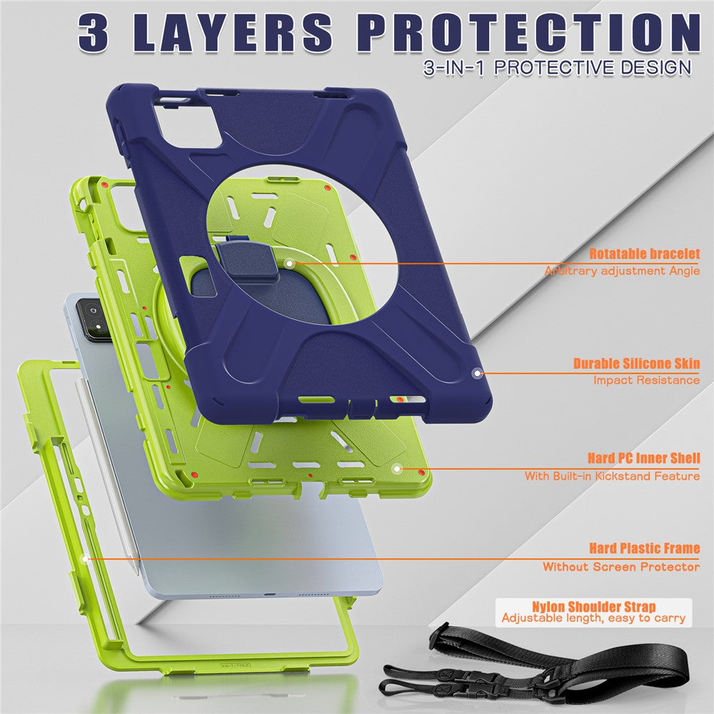 Tablet Case for Xiaomi Pad 8 Pro / Pad 8 / Pad 7 Pro / Pad 7 TPU + PC + Silicone Cover Swivel Kickstand Handle Grip