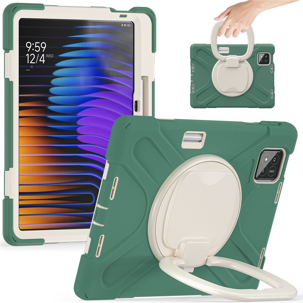 Tablet Case for Xiaomi Pad 8 Pro / Pad 8 / Pad 7 Pro / Pad 7 TPU + PC + Silicone Cover Swivel Kickstand Handle Grip