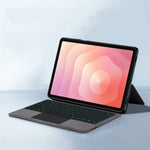 Til Samsung Galaxy Tab S11 Læderetui + Touchpad Bluetooth-kompatibelt Tastatur med Baggrundsbelysning