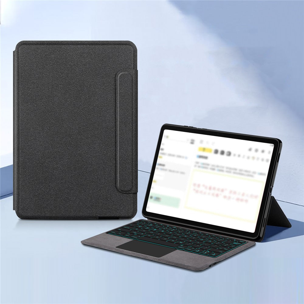 Til Samsung Galaxy Tab S11 Læderetui + Touchpad Bluetooth-kompatibelt Tastatur med Baggrundsbelysning