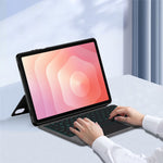 Til Samsung Galaxy Tab S11 Læderetui + Touchpad Bluetooth-kompatibelt Tastatur med Baggrundsbelysning