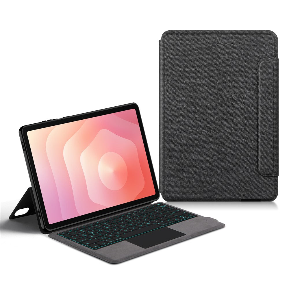 Til Samsung Galaxy Tab S11 Læderetui + Touchpad Bluetooth-kompatibelt Tastatur med Baggrundsbelysning