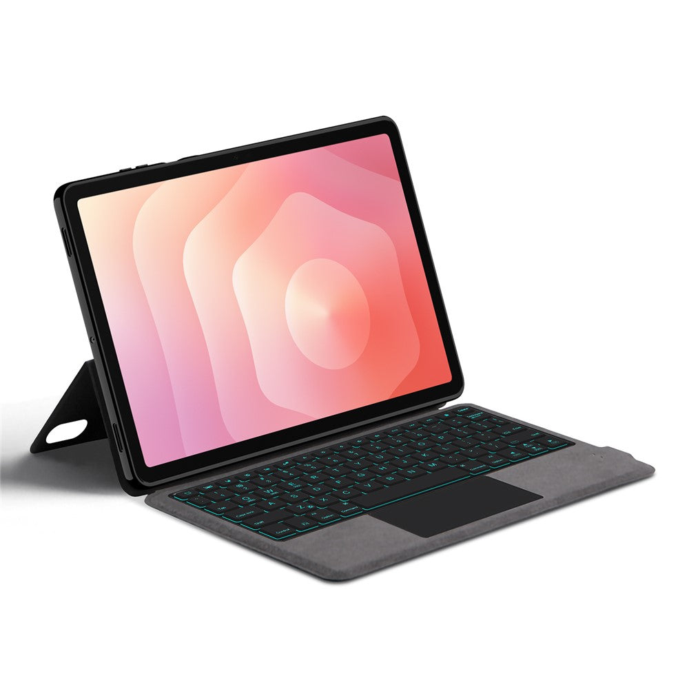 Til Samsung Galaxy Tab S11 Læderetui + Touchpad Bluetooth-kompatibelt Tastatur med Baggrundsbelysning
