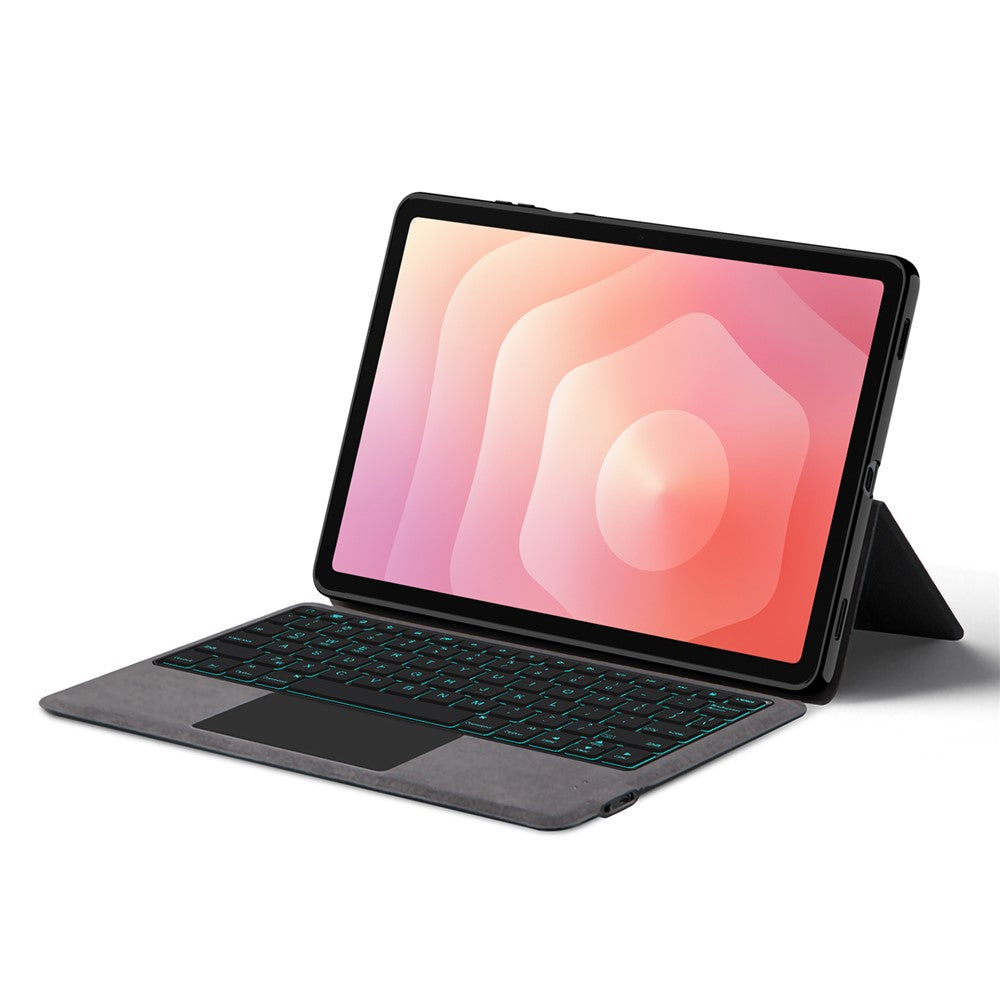 Til Samsung Galaxy Tab S11 Læderetui + Touchpad Bluetooth-kompatibelt Tastatur med Baggrundsbelysning