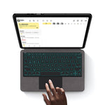 Til Samsung Galaxy Tab S11 Læderetui + Touchpad Bluetooth-kompatibelt Tastatur med Baggrundsbelysning