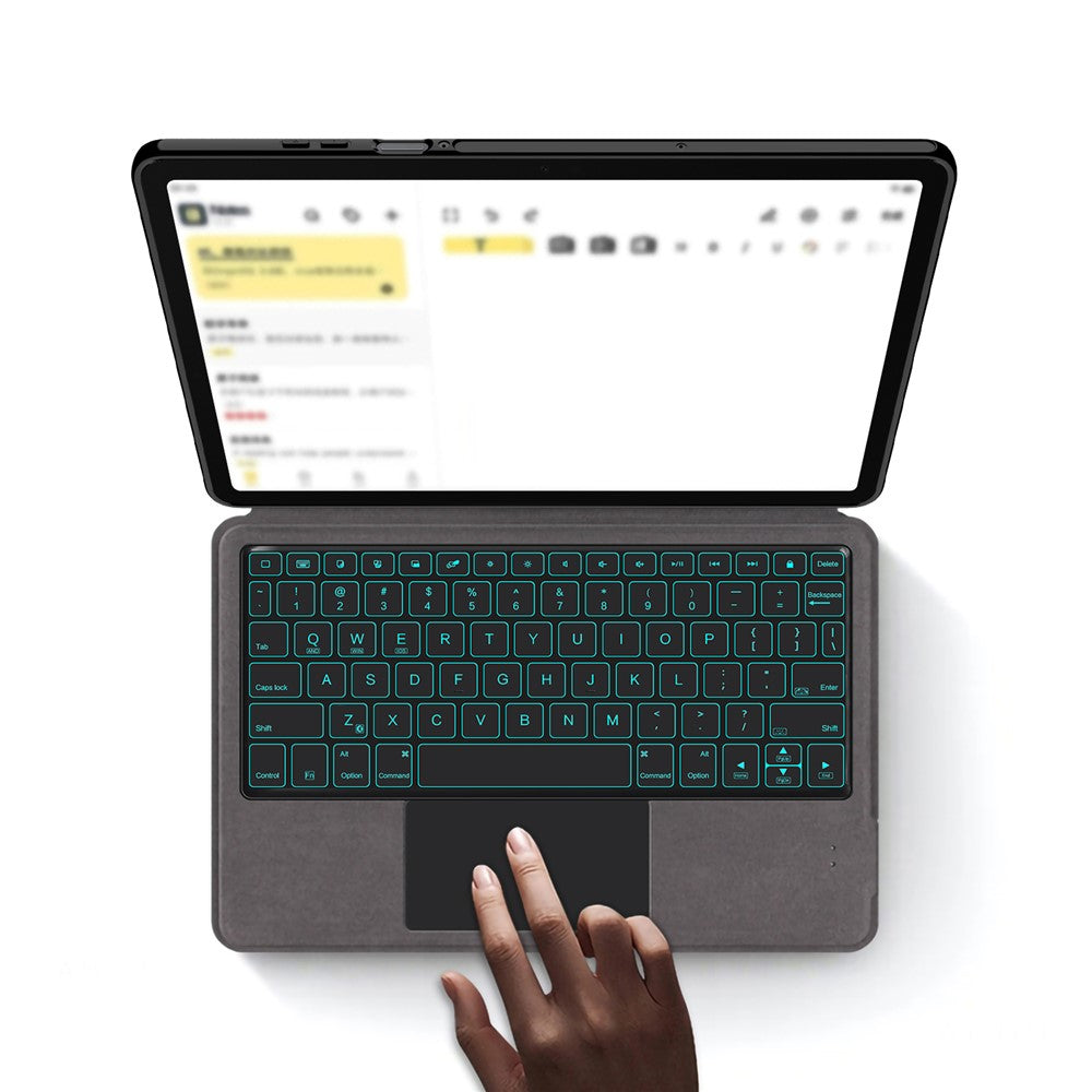 Til Samsung Galaxy Tab S11 Læderetui + Touchpad Bluetooth-kompatibelt Tastatur med Baggrundsbelysning