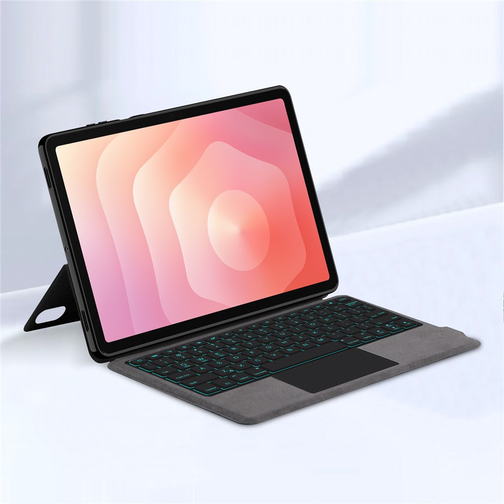 Til Samsung Galaxy Tab S11 Læderetui + Touchpad Bluetooth-kompatibelt Tastatur med Baggrundsbelysning