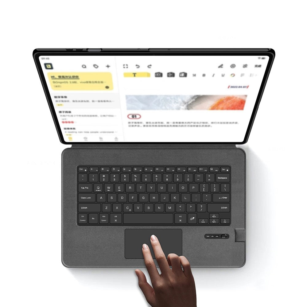 Til Samsung Galaxy Tab S11 Ultra læderetui + touchpad Bluetooth-kompatibelt tastatur (uden baggrundsbelysning)