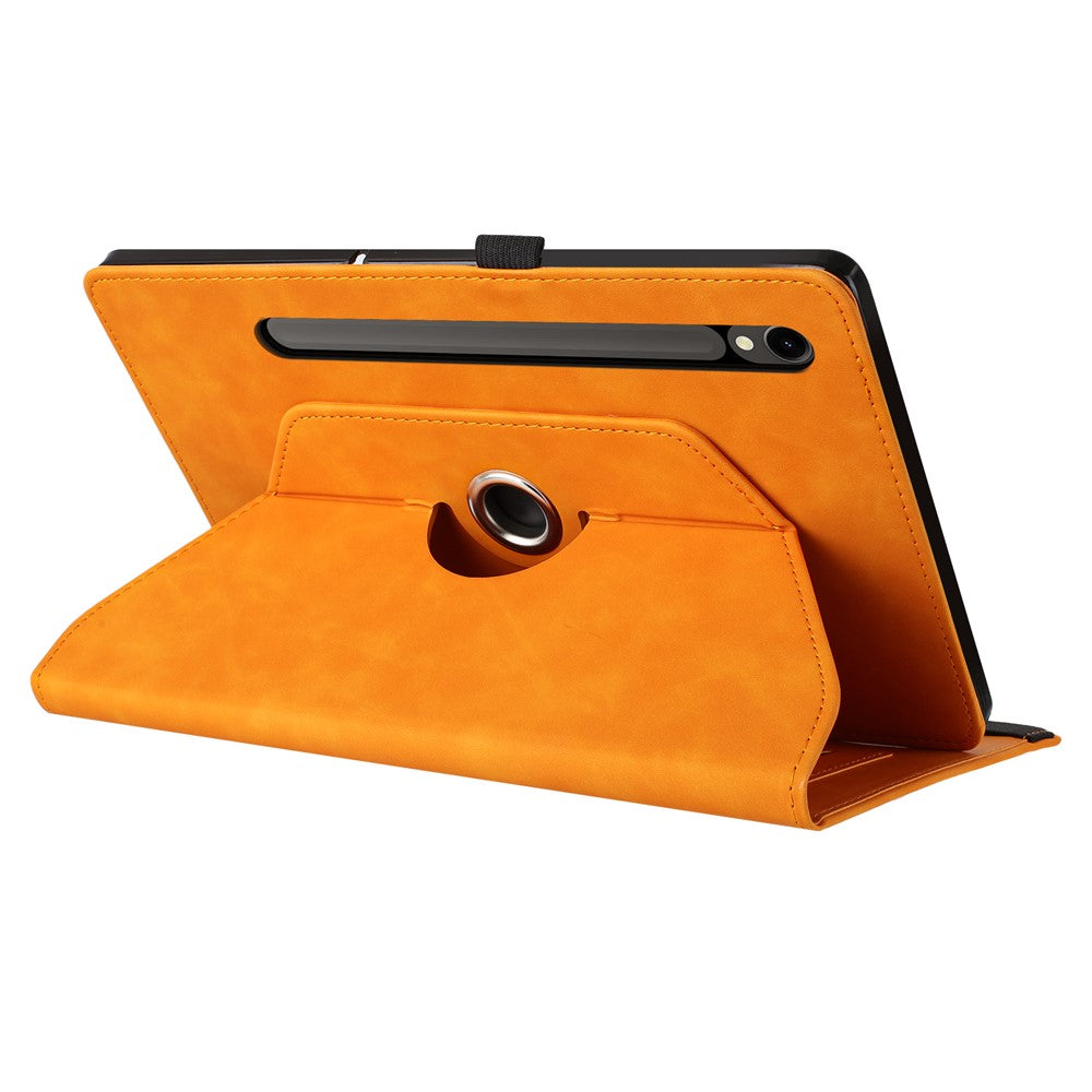 Tablet Case For Samsung Galaxy Tab S10 FE  /  S9 FE  /  S9 Rotating Stand Card Holder Smile Imprinted Microfiber Leather Cover