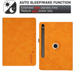 Tablet Case For Samsung Galaxy Tab S10 FE  /  S9 FE  /  S9 Rotating Stand Card Holder Smile Imprinted Microfiber Leather Cover