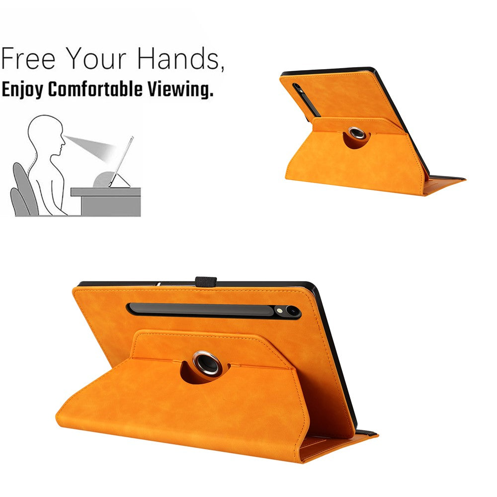 Tablet Case For Samsung Galaxy Tab S10 FE  /  S9 FE  /  S9 Rotating Stand Card Holder Smile Imprinted Microfiber Leather Cover