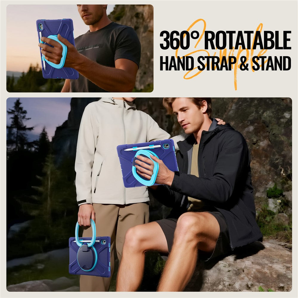 For Samsung Galaxy Tab S11 X730 / X736 / X736B Tablet Case TPU + PC + Silicone Cover Swivel Kickstand Handle Grip