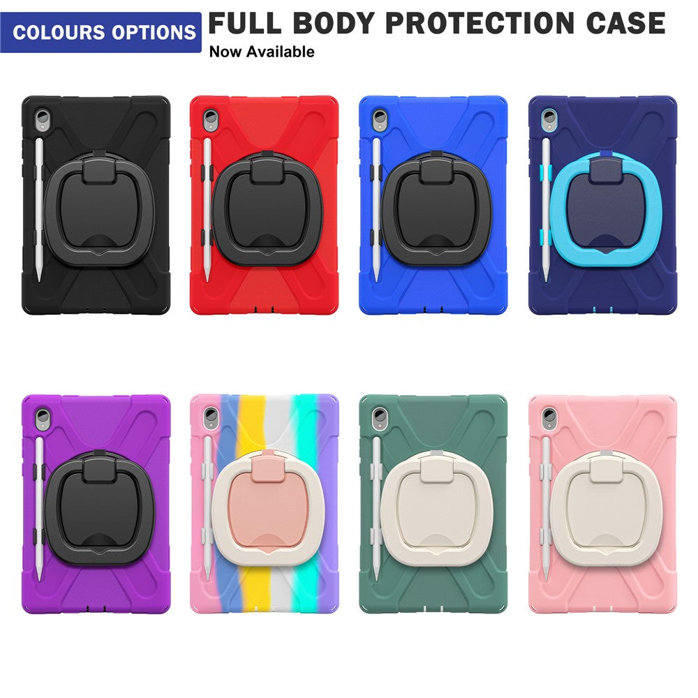 For Samsung Galaxy Tab S11 X730 / X736 / X736B Tablet Case TPU + PC + Silicone Cover Swivel Kickstand Handle Grip
