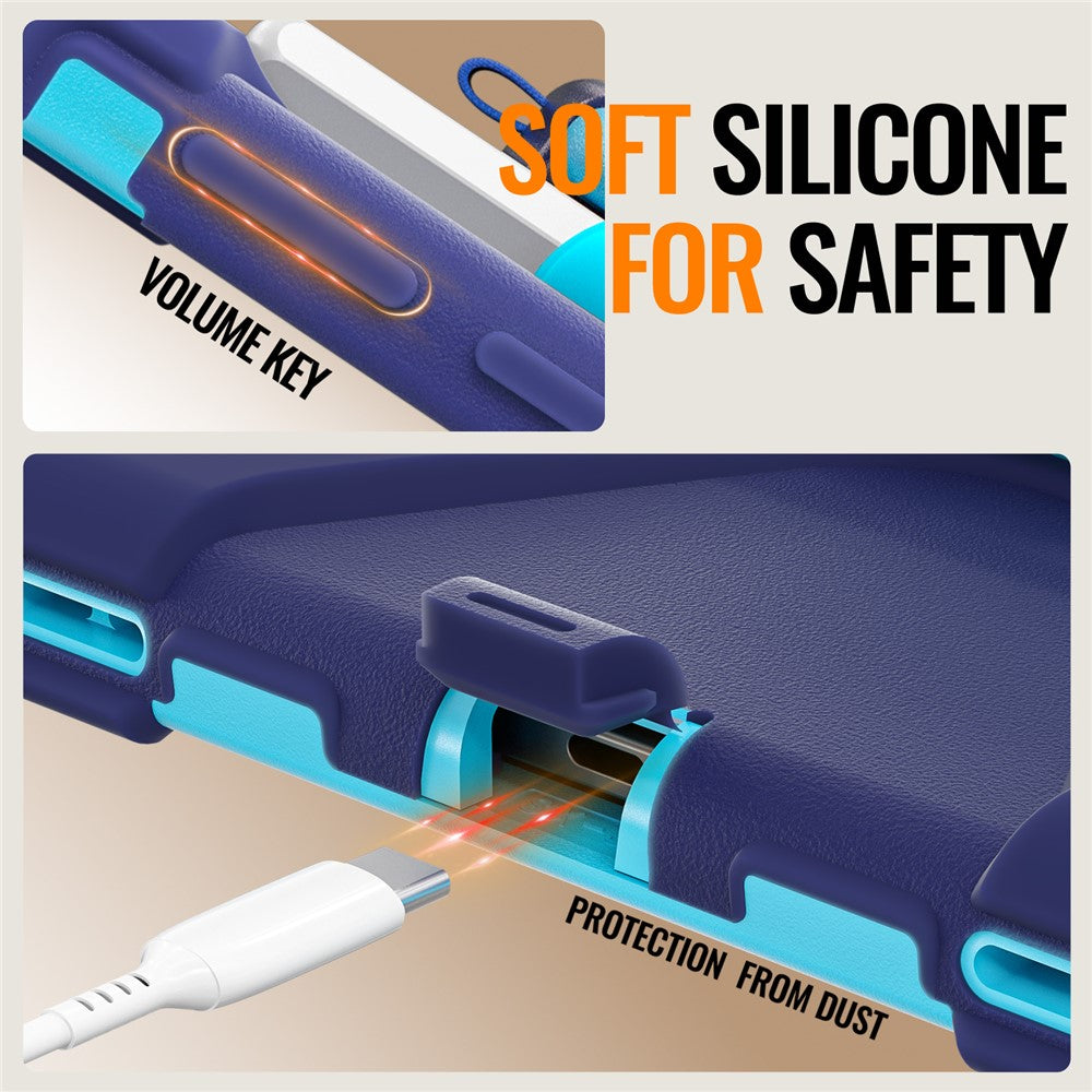 For Samsung Galaxy Tab S11 X730 / X736 / X736B Tablet Case TPU + PC + Silicone Cover Swivel Kickstand Handle Grip