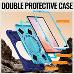 For Samsung Galaxy Tab S11 X730 / X736 / X736B Tablet Case TPU + PC + Silicone Cover Swivel Kickstand Handle Grip