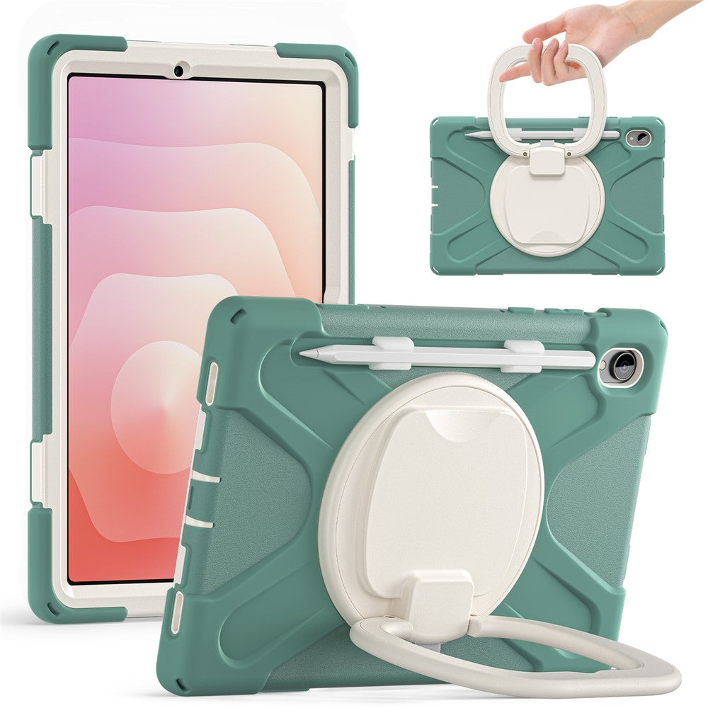 For Samsung Galaxy Tab S11 X730 / X736 / X736B Tablet Case TPU + PC + Silicone Cover Swivel Kickstand Handle Grip