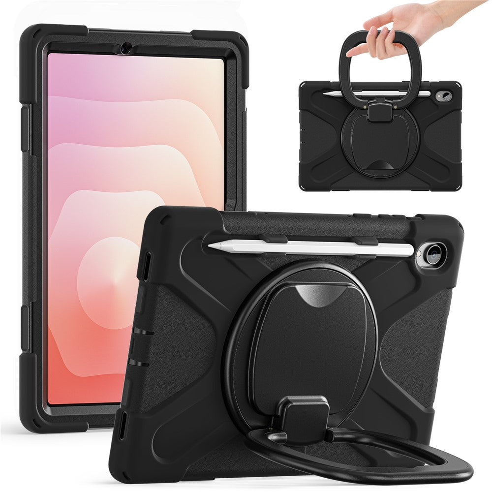 For Samsung Galaxy Tab S11 X730 / X736 / X736B Tablet Case TPU + PC + Silicone Cover Swivel Kickstand Handle Grip