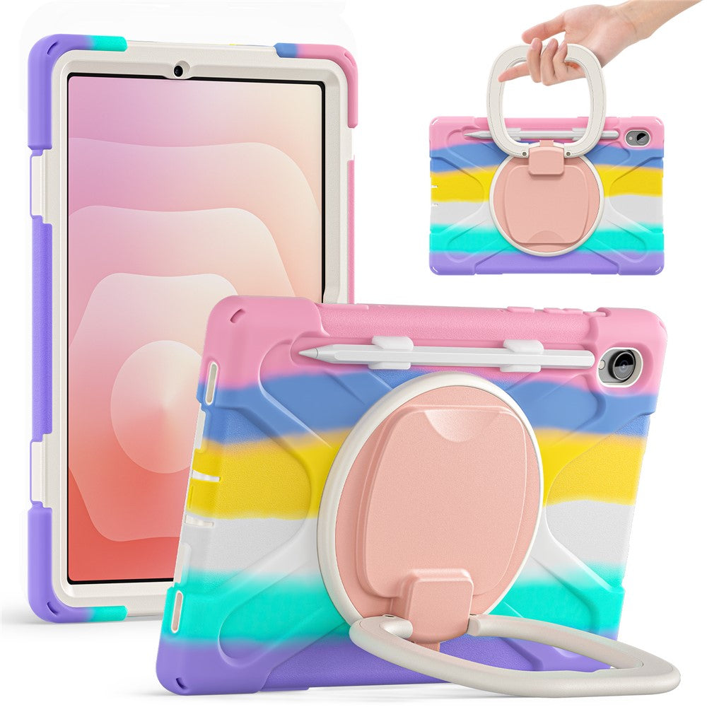For Samsung Galaxy Tab S11 X730 / X736 / X736B Tablet Case TPU + PC + Silicone Cover Swivel Kickstand Handle Grip
