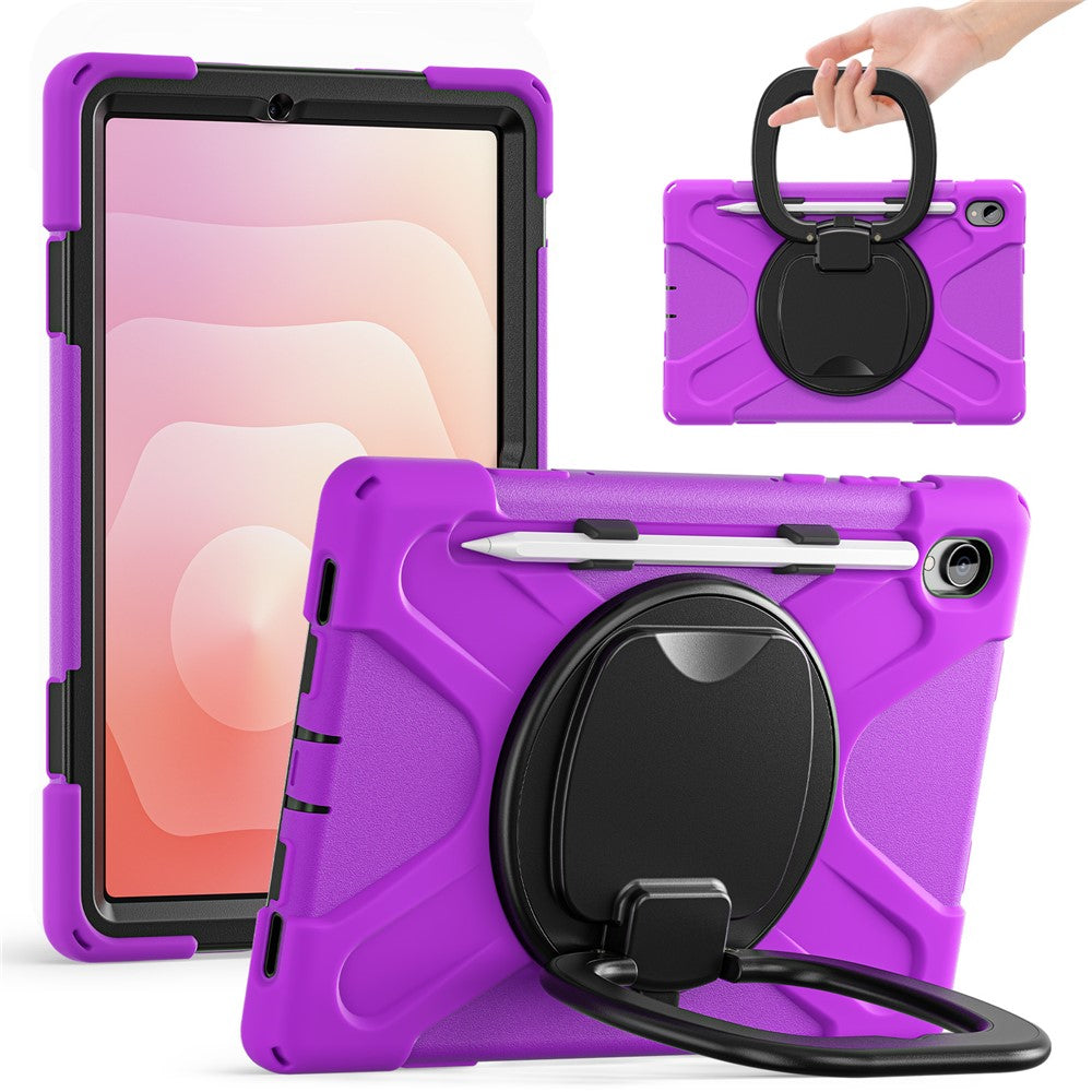 For Samsung Galaxy Tab S11 X730 / X736 / X736B Tablet Case TPU + PC + Silicone Cover Swivel Kickstand Handle Grip