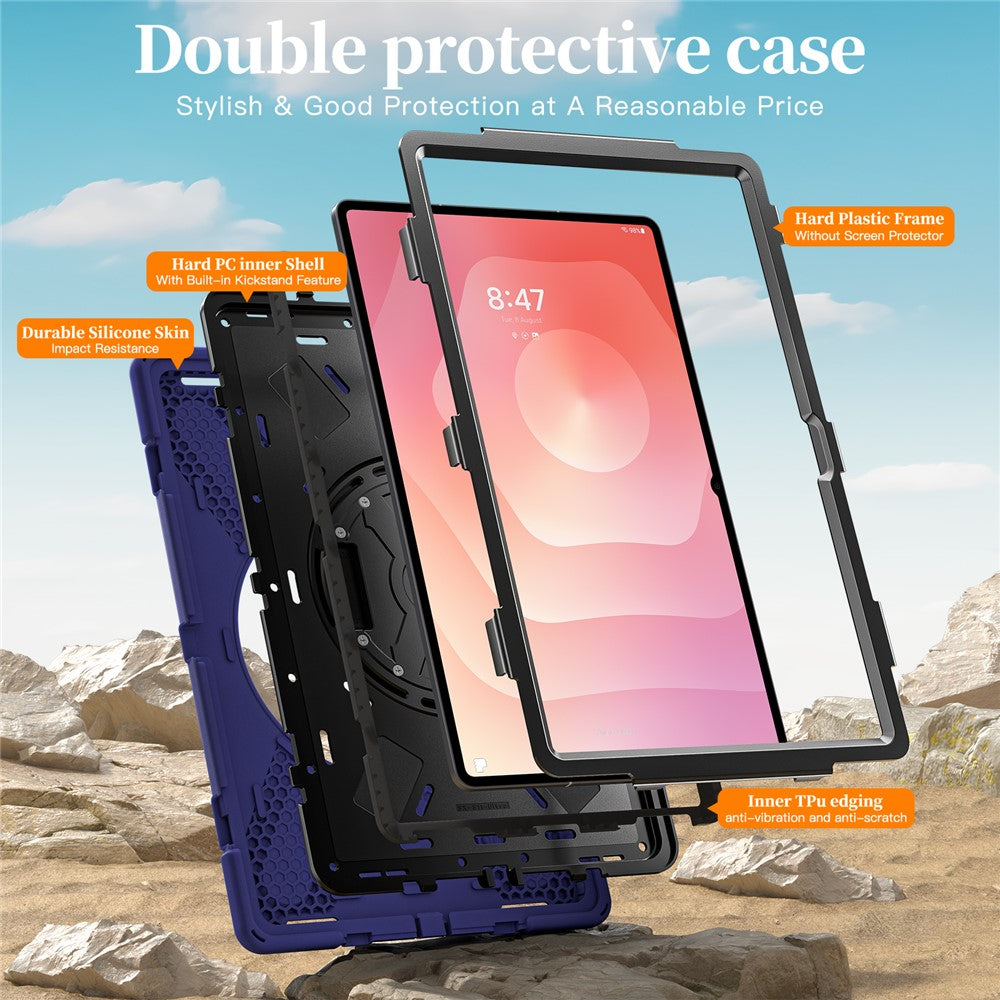 For Samsung Galaxy Tab S12 Ultra / S11 Ultra Kickstand Case TPU PC Silicone Tablet Cover with Shoulder Strap