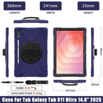 For Samsung Galaxy Tab S12 Ultra / S11 Ultra Kickstand Case TPU PC Silicone Tablet Cover with Shoulder Strap