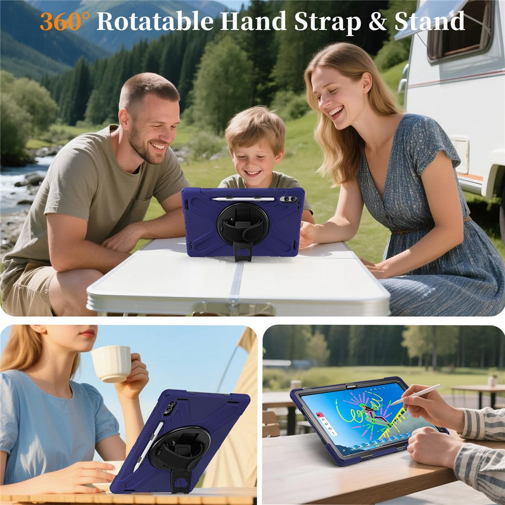 For Samsung Galaxy Tab S12 Ultra / S11 Ultra Kickstand Case TPU PC Silicone Tablet Cover with Shoulder Strap
