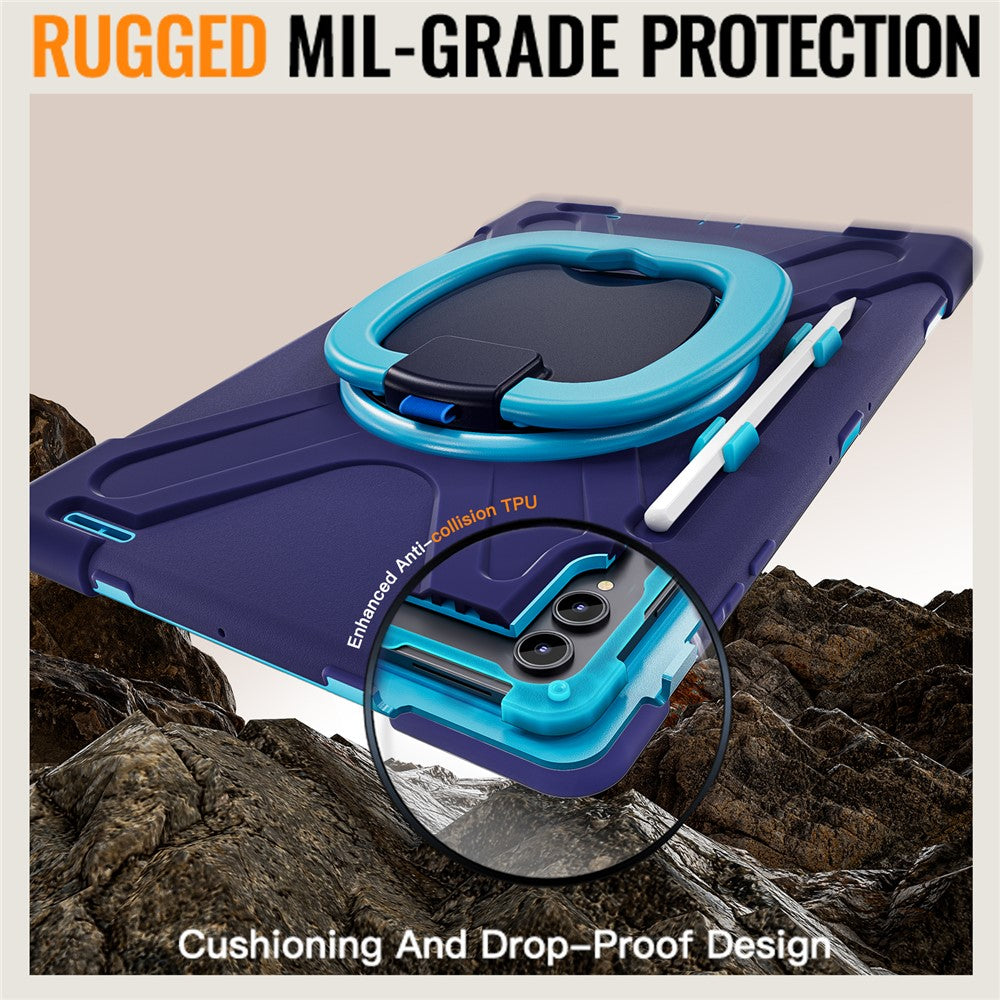 For Samsung Galaxy Tab S12 Ultra / S11 Ultra Cover TPU + PC + Silikone Tablet Cover Drejelig Stander Håndtag Greb