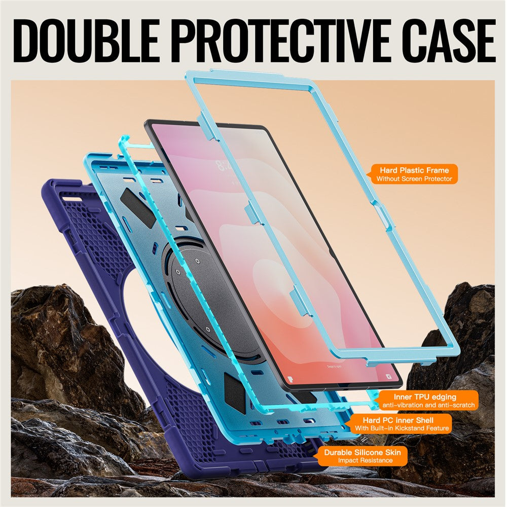 For Samsung Galaxy Tab S12 Ultra / S11 Ultra Cover TPU + PC + Silikone Tablet Cover Drejelig Stander Håndtag Greb