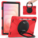 For Samsung Galaxy Tab S12 Ultra / S11 Ultra Cover TPU + PC + Silikone Tablet Cover Drejelig Stander Håndtag Greb