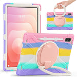 For Samsung Galaxy Tab S12 Ultra / S11 Ultra Cover TPU + PC + Silikone Tablet Cover Drejelig Stander Håndtag Greb