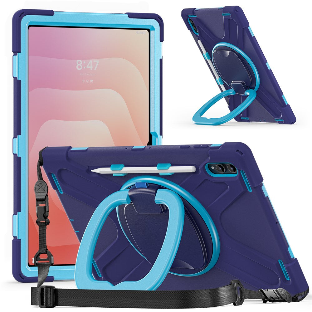Til Samsung Galaxy Tab S12 Ultra / S11 Ultra cover med skulderrem TPU + PC + Silikone kickstand tablet cover