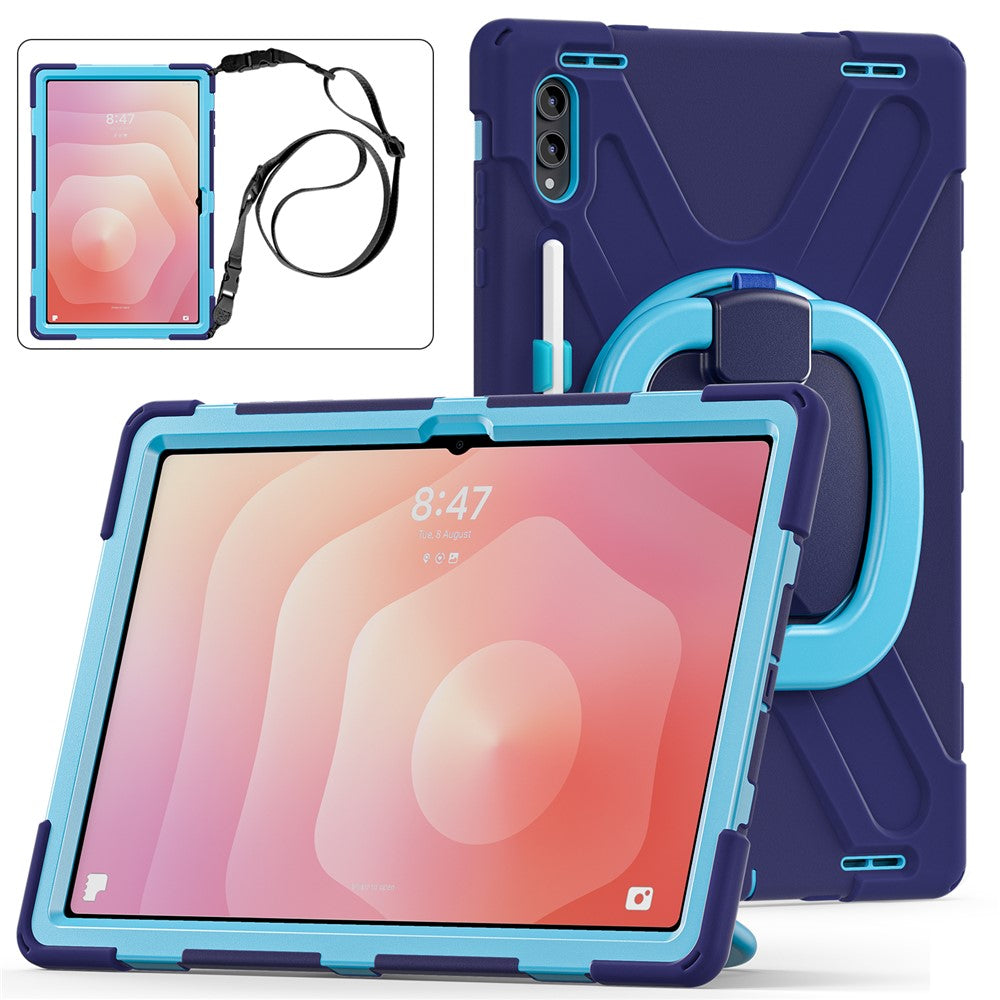 Til Samsung Galaxy Tab S12 Ultra / S11 Ultra cover med skulderrem TPU + PC + Silikone kickstand tablet cover