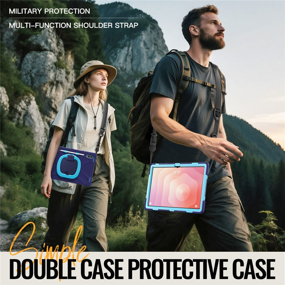Til Samsung Galaxy Tab S12 Ultra / S11 Ultra cover med skulderrem TPU + PC + Silikone kickstand tablet cover
