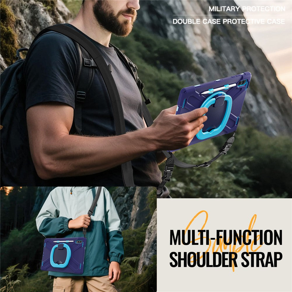 Til Samsung Galaxy Tab S12 Ultra / S11 Ultra cover med skulderrem TPU + PC + Silikone kickstand tablet cover