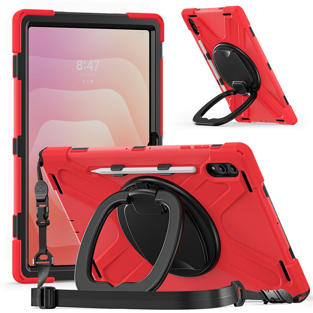 Til Samsung Galaxy Tab S12 Ultra / S11 Ultra cover med skulderrem TPU + PC + Silikone kickstand tablet cover