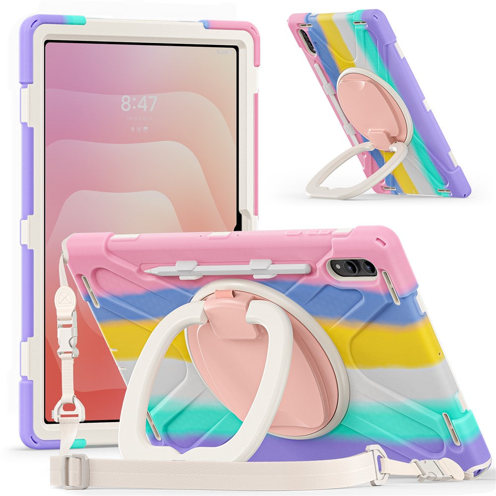Til Samsung Galaxy Tab S12 Ultra / S11 Ultra cover med skulderrem TPU + PC + Silikone kickstand tablet cover