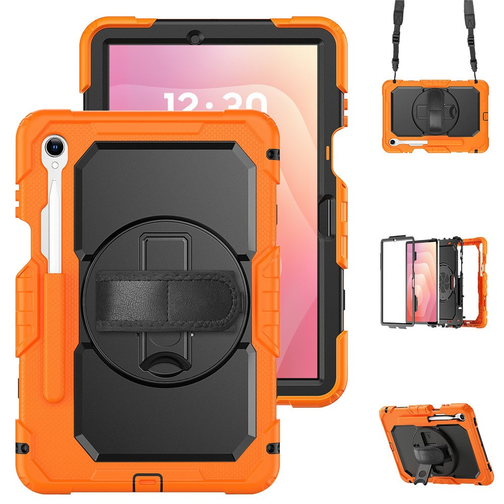 For Samsung Galaxy Tab S11 Case PC + Silicone Tablet Cover with PET Film and Shoulder Strap