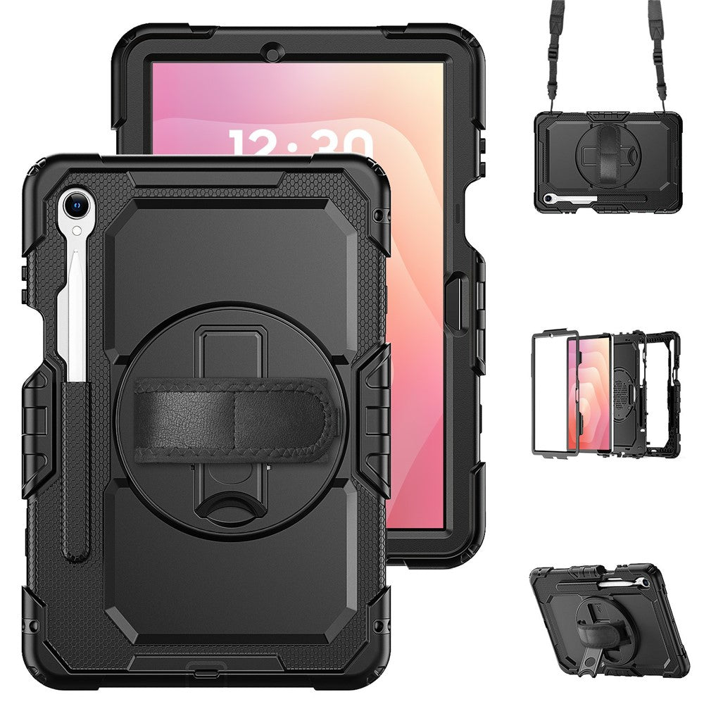 For Samsung Galaxy Tab S11 Case PC + Silicone Tablet Cover with PET Film and Shoulder Strap