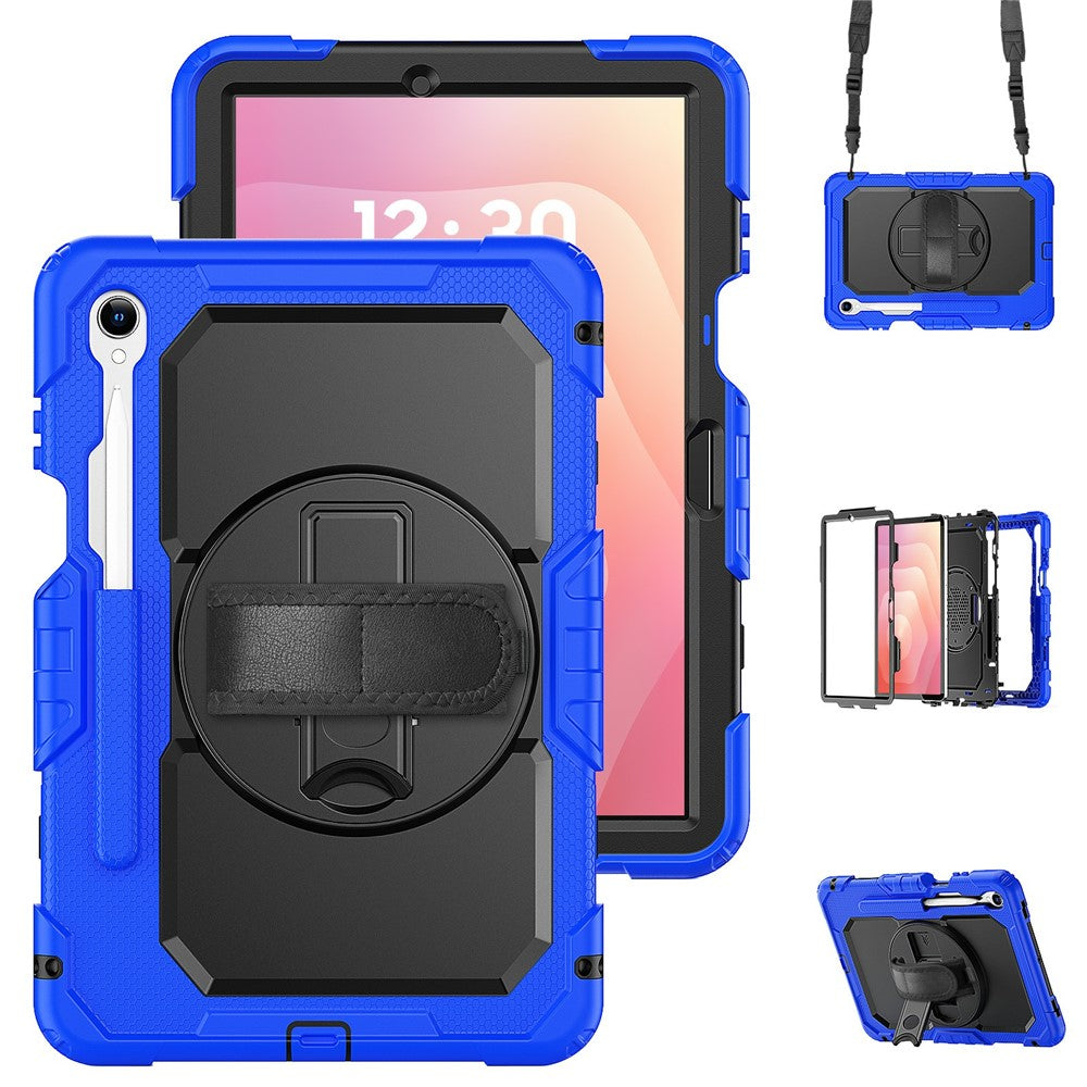 For Samsung Galaxy Tab S11 Case PC + Silicone Tablet Cover with PET Film and Shoulder Strap