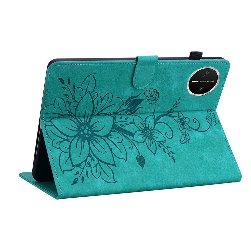 For Huawei MatePad Mini Case Lily Flower Imprint Card Slots Leather Tablet Cover