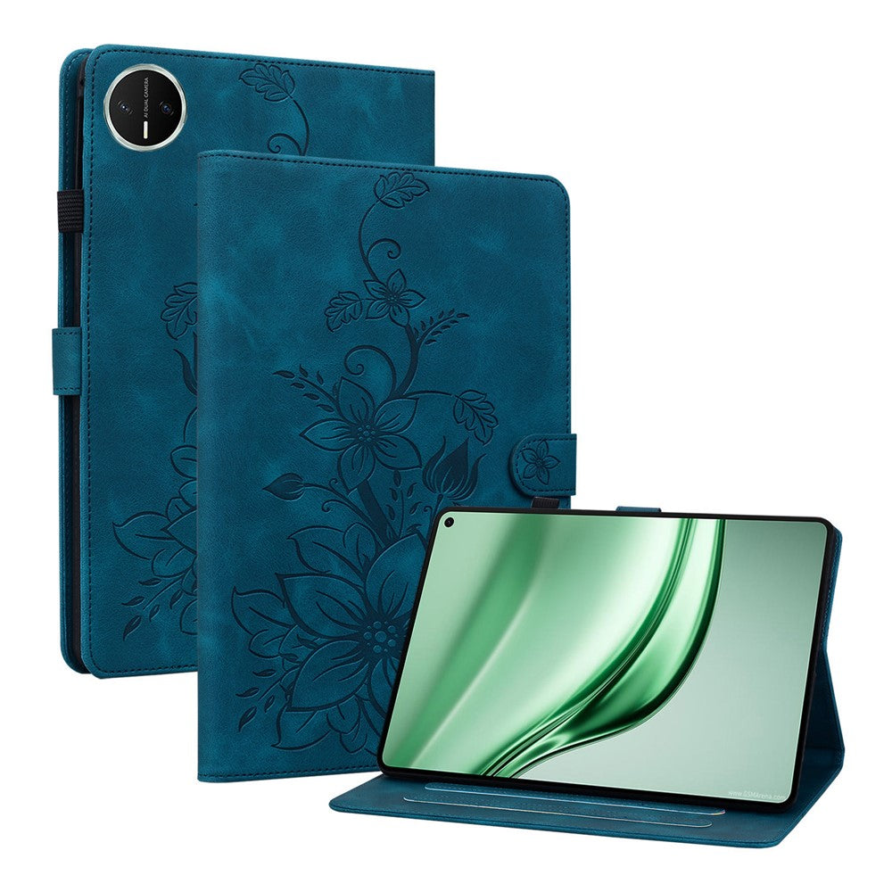 For Huawei MatePad Mini Case Lily Flower Imprint Card Slots Leather Tablet Cover