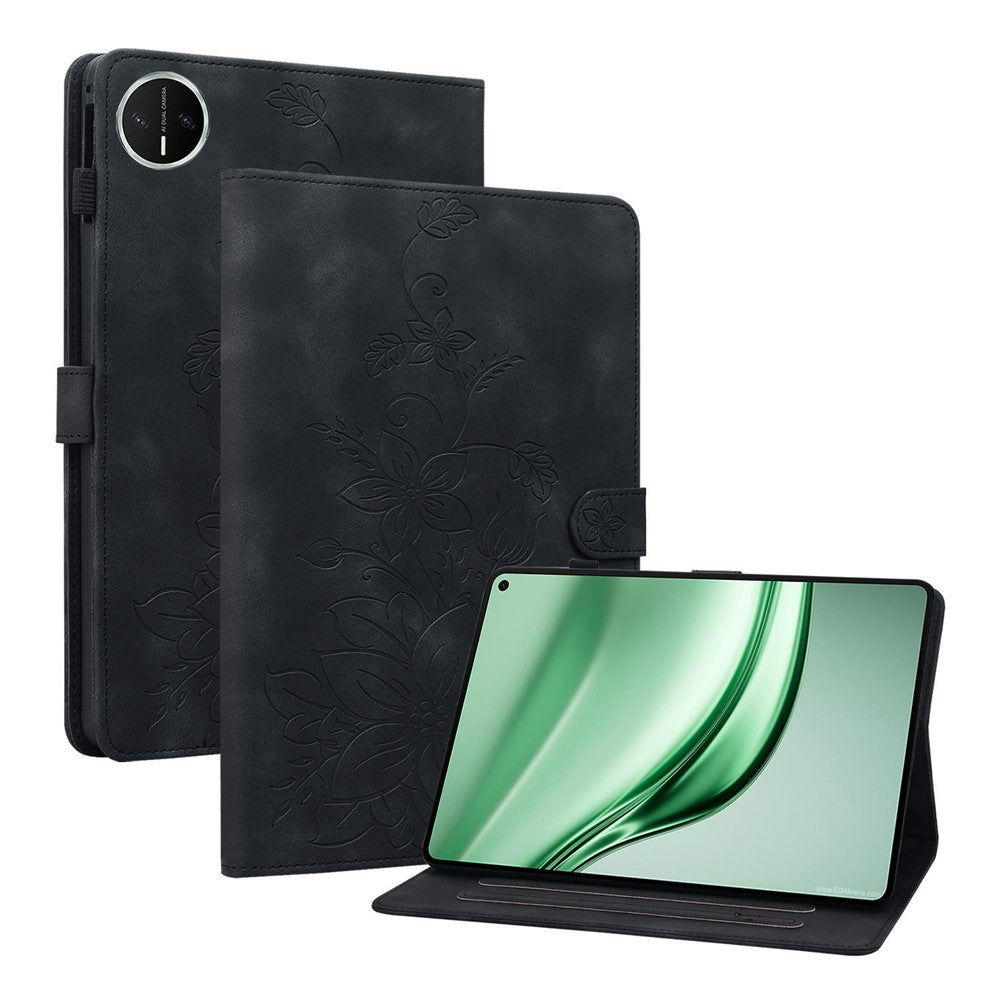 For Huawei MatePad Mini Case Lily Flower Imprint Card Slots Leather Tablet Cover