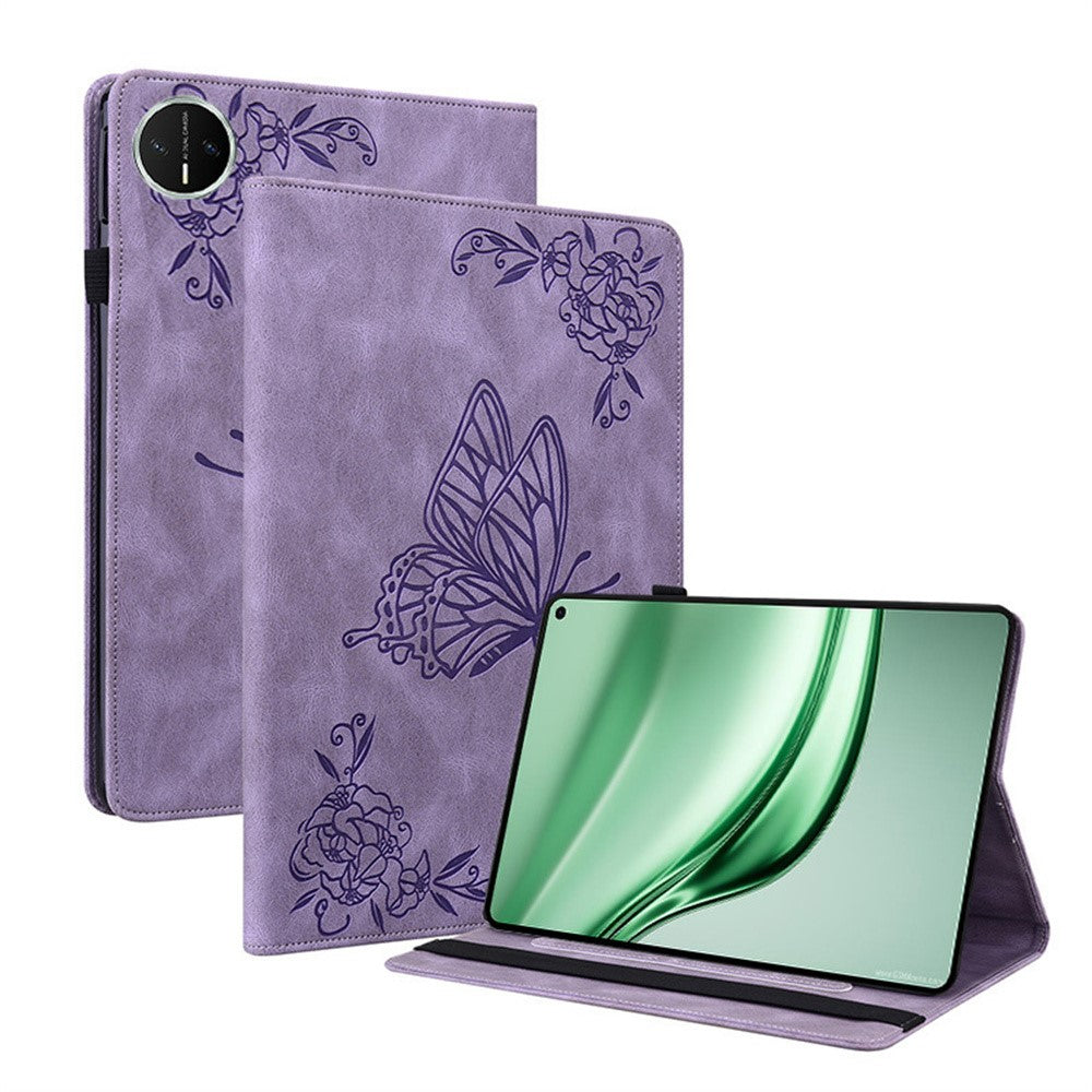 For Huawei MatePad Mini Case Butterfly Flower Imprint PU Leather Tablet Cover with Card Slots